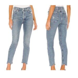 AGOLDE "NICO" Hi Rise Slim Fit Frayed Jeans Color "Rooted" Size 30/L
